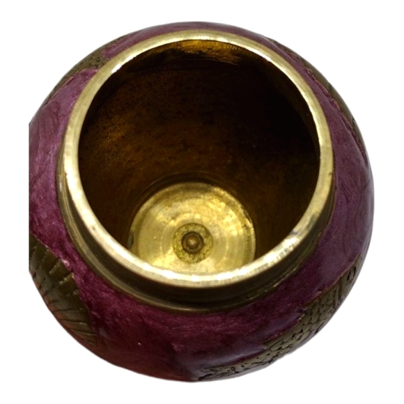 Vintage Brass and Purple Enameled Ginger Jar Urn with Fish and Shell Print - Picture 6 of 10